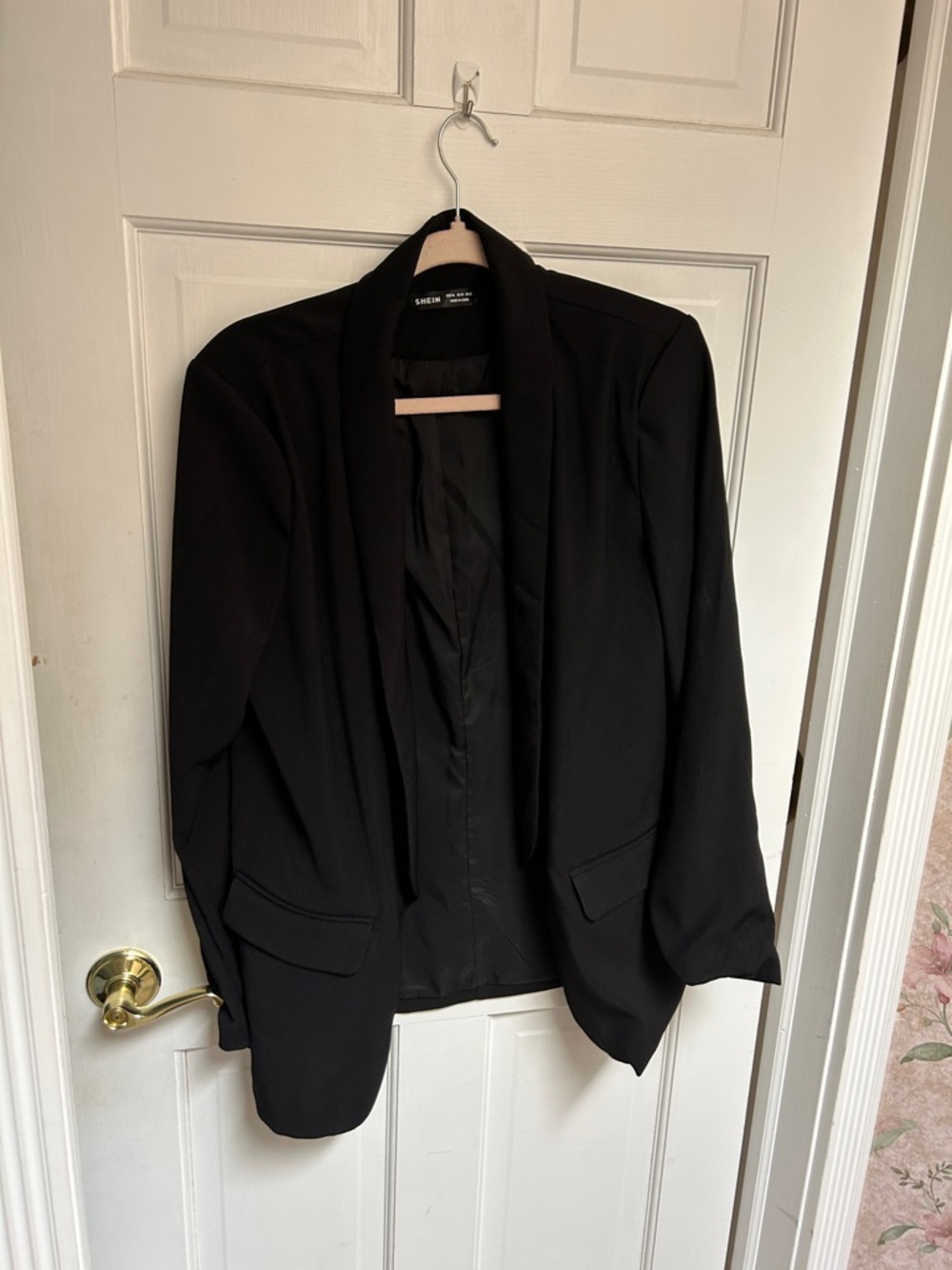 SHEIN Black Open Front Blazer Jacket